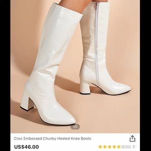White, crocodile skin, heeled boots!